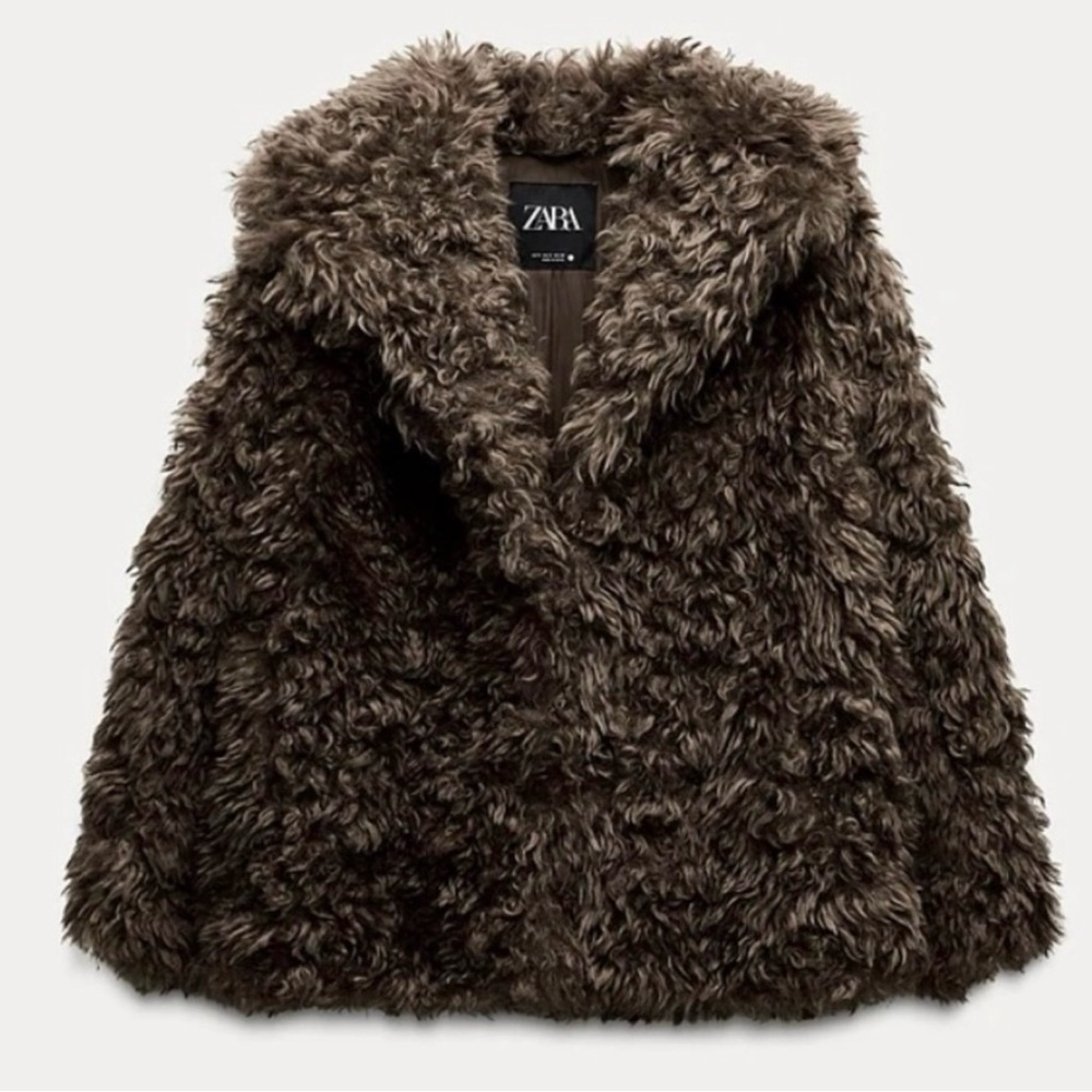 Zara Brown Faux Fur Coat